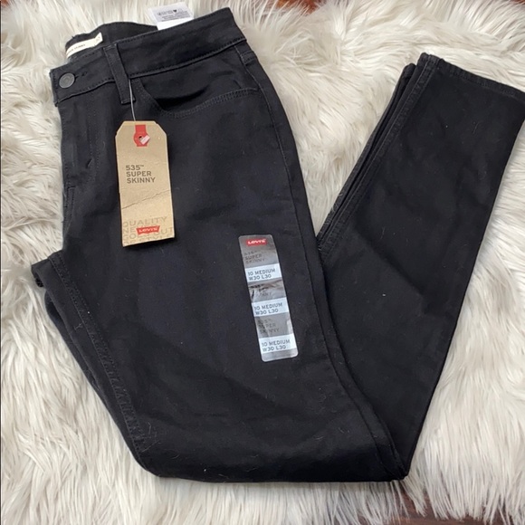 Levi's 535 Black Super Skinny Distressed Jeans - Picture 4 of 9